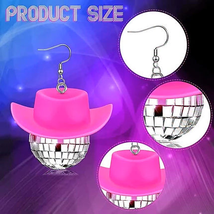 Multicolor Light Up Flashing Disco Ball Cowgirl Earrings