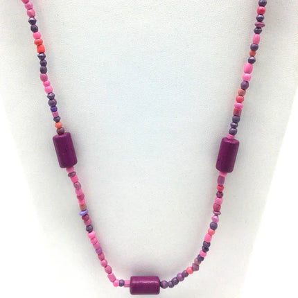 Dk. Pink Glass Beaded 27 Inches Necklaces