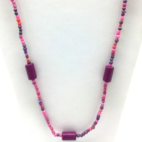 Dk. Pink Glass Beaded 27 Inches Necklaces