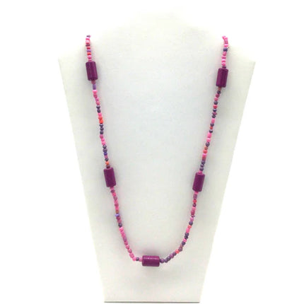 Dk. Pink Glass Beads 27 Inches Necklaces