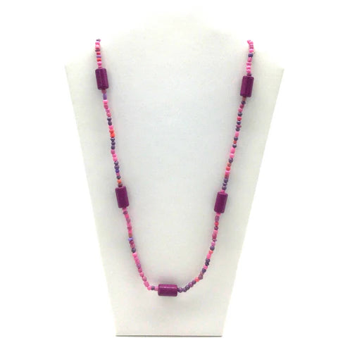 Dk. Pink Glass Beads 27 Inches Necklaces
