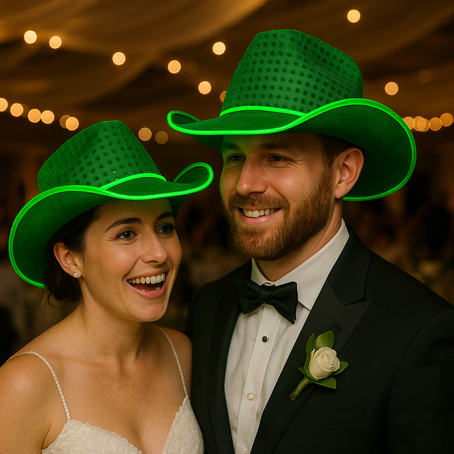 EL wire light up iridescent space cowboy hat