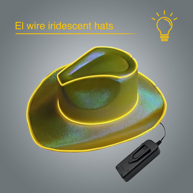 Gold space cowboy hat with EL wire