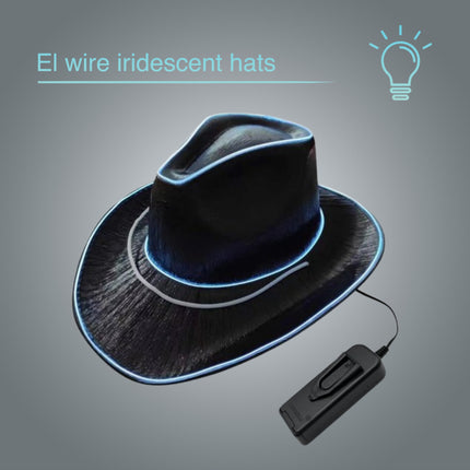 EL WIRE Light Up Iridescent Space Black Cowboy Hat - Pack of 2 Hats
