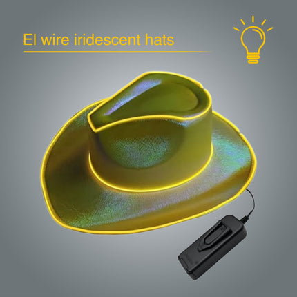 EL WIRE Light Up Iridescent Space Gold Cowboy Hat