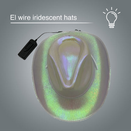 EL WIRE Light Up Iridescent Space White Cowboy Hat