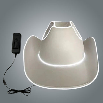 White EL wire light up cowboy hat 