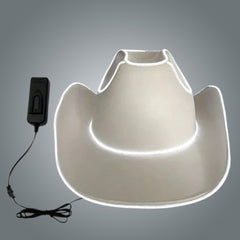 El Wire Light Up Cowboy Hat - Silver (White) & Blue