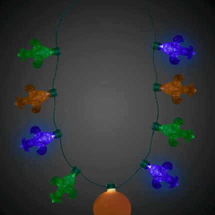 LED Light Up Mardi Gras Fleur De Lis Necklace