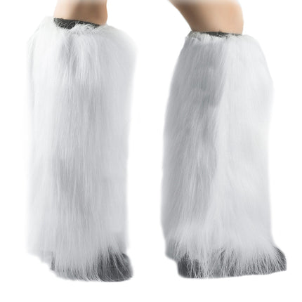 Furry White Leg Warmers