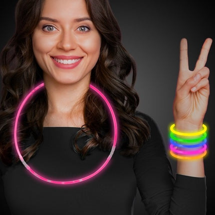 Glow Necklace & Bracelet Kit - Pack of 21 Necklaces & Bracelets