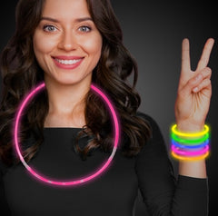 Glow Necklace & Bracelet Kit - Pack of 21 Necklaces & Bracelets