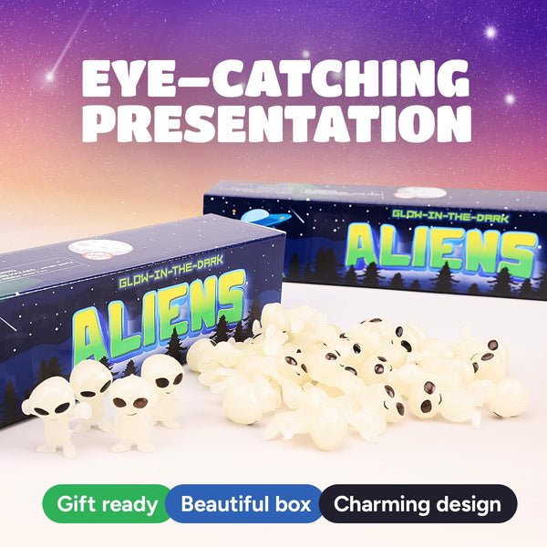 Glow In The Dark Alien Figurines - 48 Per Pack