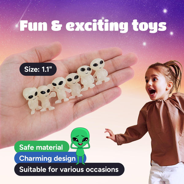 Glow In The Dark Alien Figurines - 48 Per Pack
