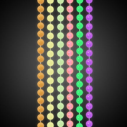 Glow Mardi Gras Bead Necklaces - Pack of 6