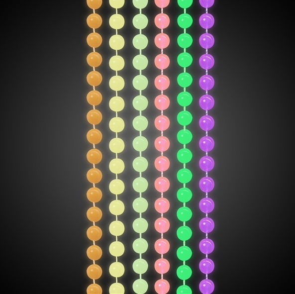 Glow Mardi Gras Bead Necklaces - Pack of 6