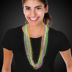Glow Mardi Gras Beaded Necklaces - Pack of 6