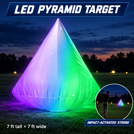 Glowing LED pyramid target for night golf