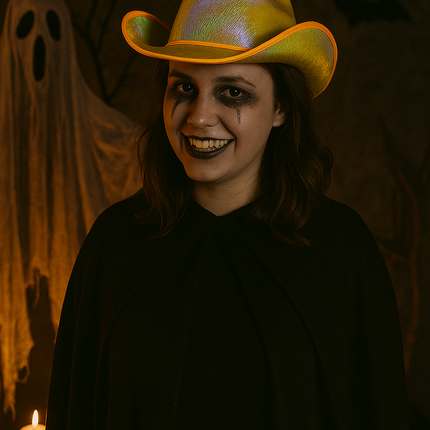 Gold EL wire iridescent cowboy hat for halloween