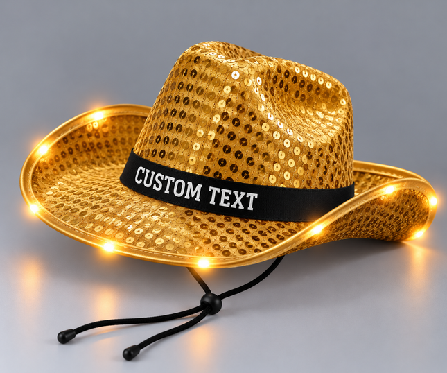 Gold Light Up Sequin Cowboy Hat
