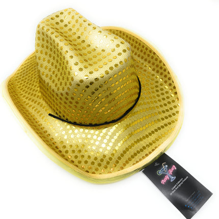 LED Flashing Gold Cowboy Hat With Sequins