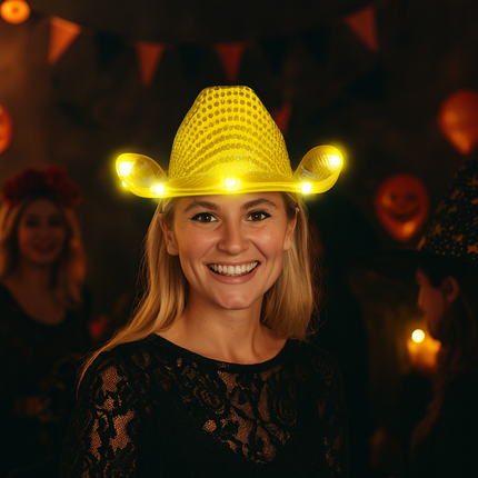 Gold cowboy hat with sequins for halloween 