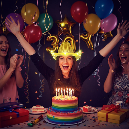 Gold cowboy hat with sequins for birthday party