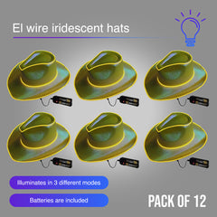 EL WIRE Light Up Iridescent Space Gold Cowboy Hat - Pack of 12 Hats