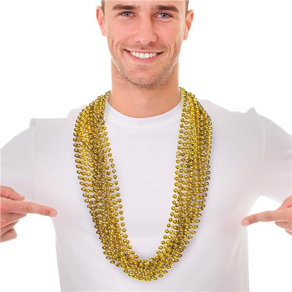 Gold 7mm Bead 33" Necklaces - Pack of 12