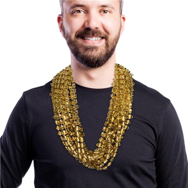 Gold Bead Beer Mug 33" Necklaces - 12 Per Pack