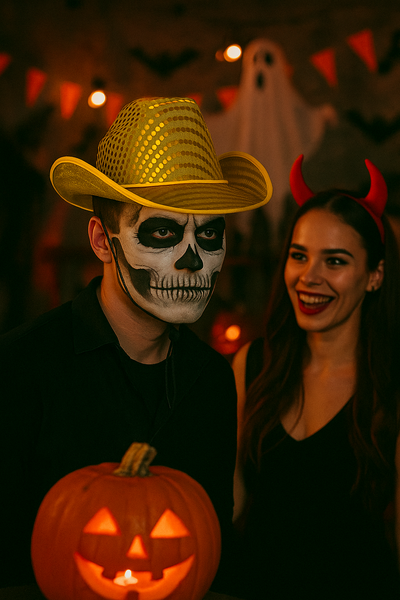 Gold LED Flashing EL Wire Glow Sequin Cowboy Party Hat