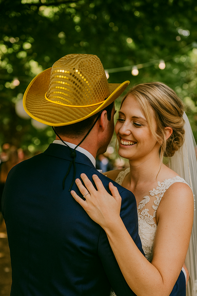 Gold LED Flashing EL Wire Glow Sequin Cowboy Party Hat