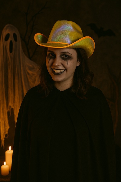 EL WIRE Light Up Iridescent Space Gold Cowboy Hat