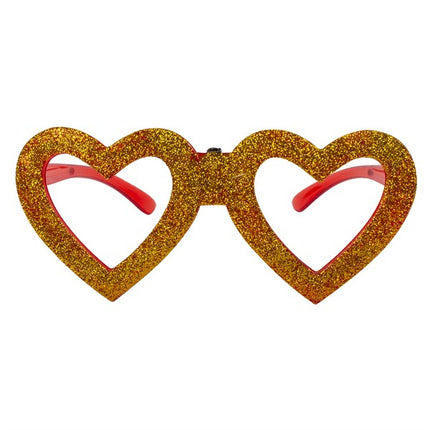 Gold Heart LED Glitter Glasses