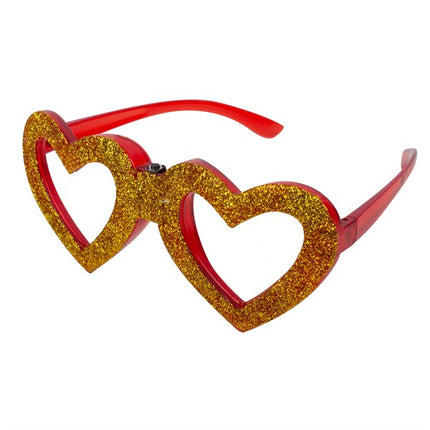 Gold Heart LED Light Up Glitter Glasses