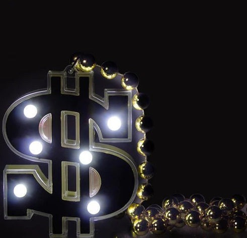 Gold LED Dollar Sign Necklace