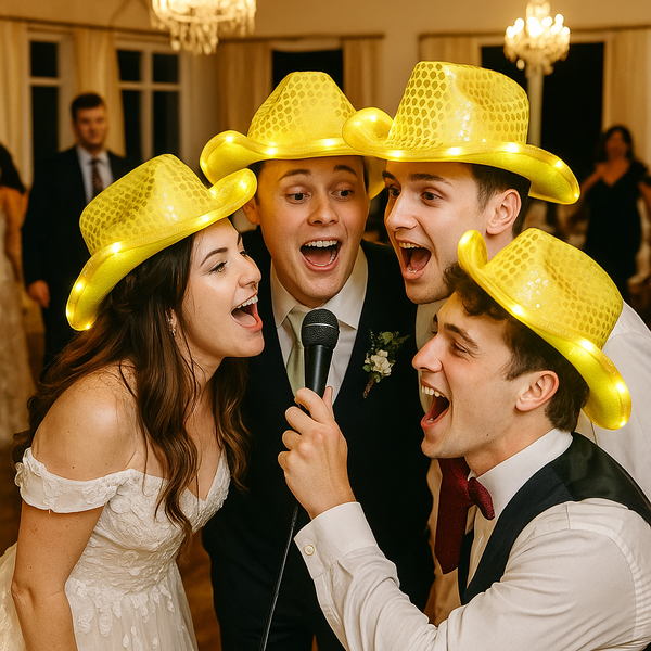 LED Light Up Flashing Gold Cowboy Hat With Sequins