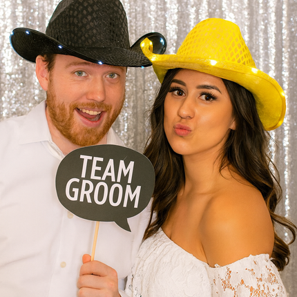 LED Light Up Flashing Gold Sequin Cowboy Hat - Pack of 2 Hats