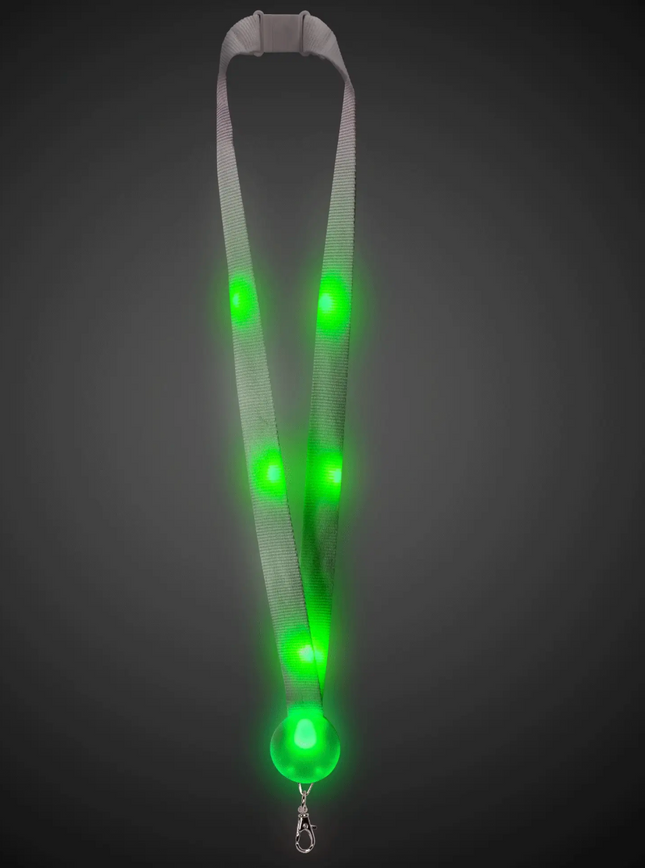 LED Light Up Green Lanyard