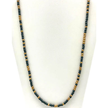 Green Gold Glass Beads 27 Inches Necklaces