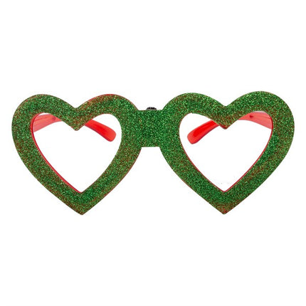 Green Heart LED Glitter Glasses