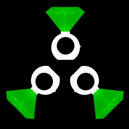 Green LED Light Up Diamond Rings