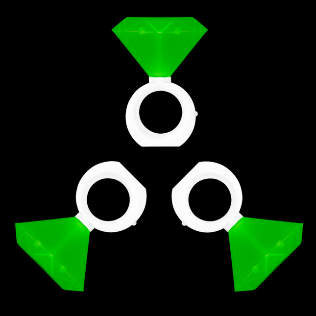 Green LED Light Up Diamond Rings