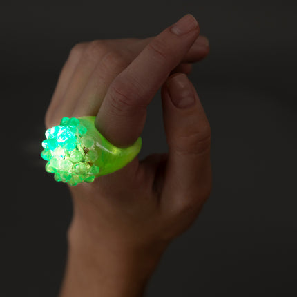Green LED Light Up Flashing Blinky Jelly Bumpy Rings
