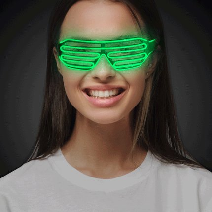Green Light Up Flashing EL Wire Slotted Shades