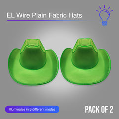 Green EL Wire Light Up Glow Plain Cowboy Hat - Pack of 2 Hats