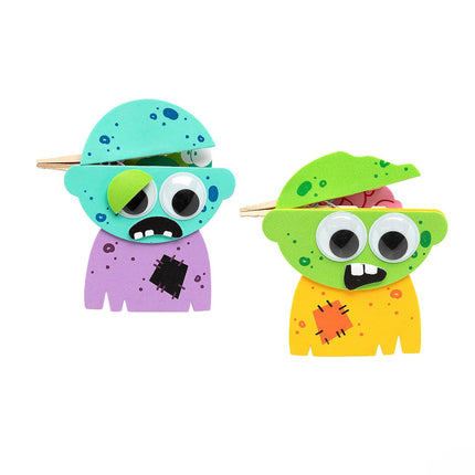 Halloween Zombie Chomper Clothespin Craft Kit - Makes 12