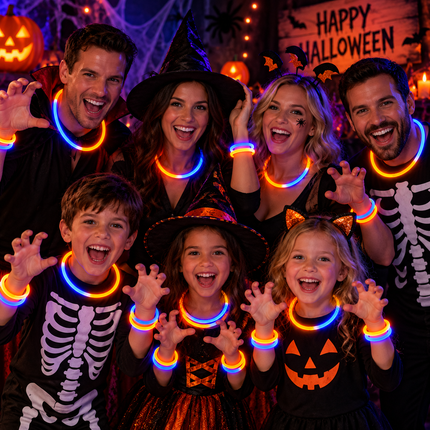 Halloween Colors Glow Bracelet and Necklace Assortment - 100 Pack