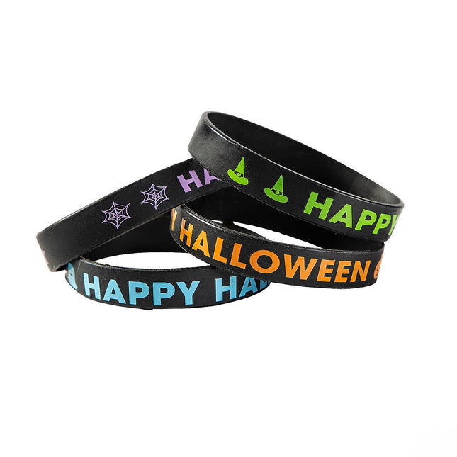 Happy Halloween Black Silicone Bracelets - Pack of 24