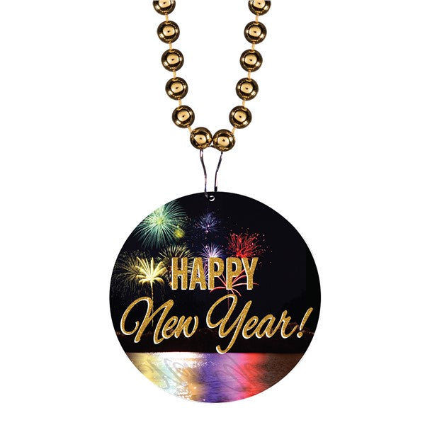 Happy New Year Medallion 33 Bead Necklaces